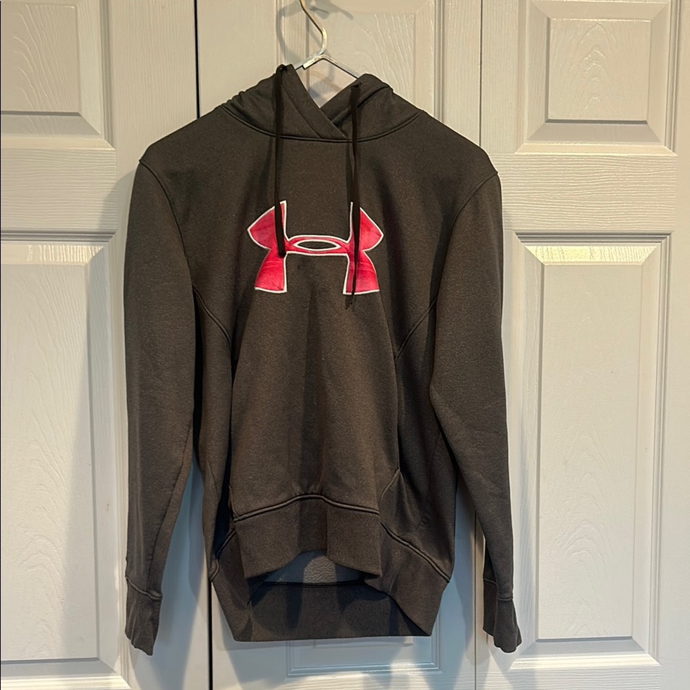Under Armour Charcoal Hoodie with Pink Emblem
